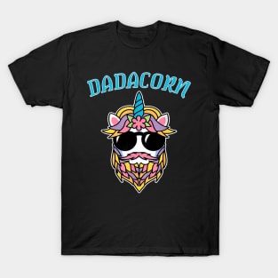 Dadacorn Dad Beard For Daddy Unicorn Fathers Day Humor T-Shirt